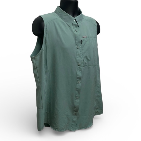 Columbia Sportswear Sleeveless Button-Up Shirt Women’s XL Sage Green - Picture 3 of 5